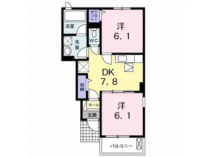 ユーズガーデン I(2DK/1階)の間取り写真