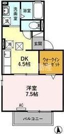ミュータウンA(1DK/1階)の間取り写真