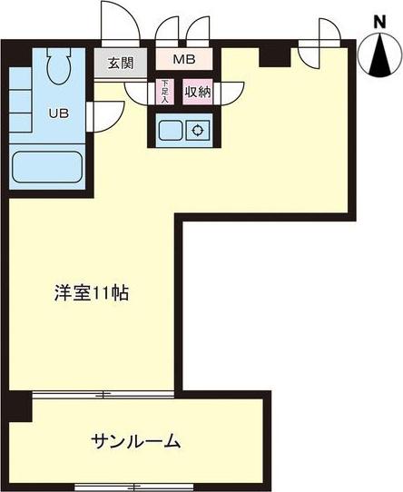 ＪＲ仙山線 東北福祉大前駅 徒歩10分 3階建 築29年(ワンルーム/3階)の間取り写真