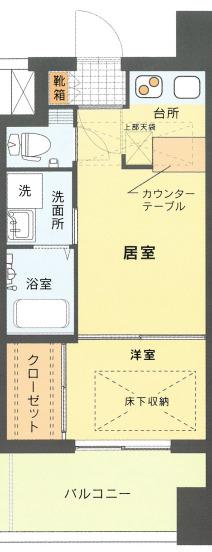 エステートモア天神(1LDK/4階)の間取り写真