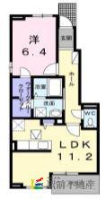 ハクモクレン C棟(1LDK/1階)の間取り写真