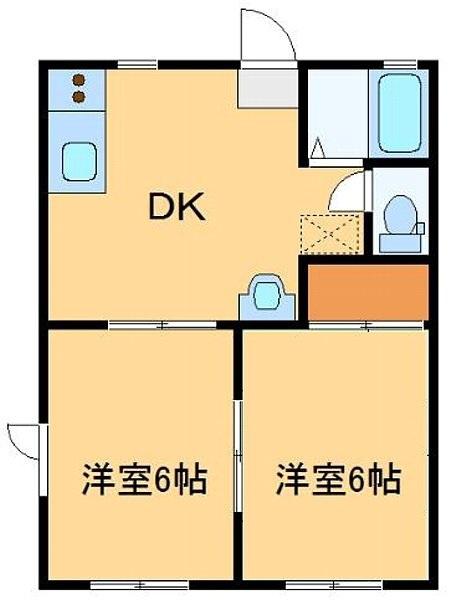 セゾンブルー(2DK/1階)の間取り写真
