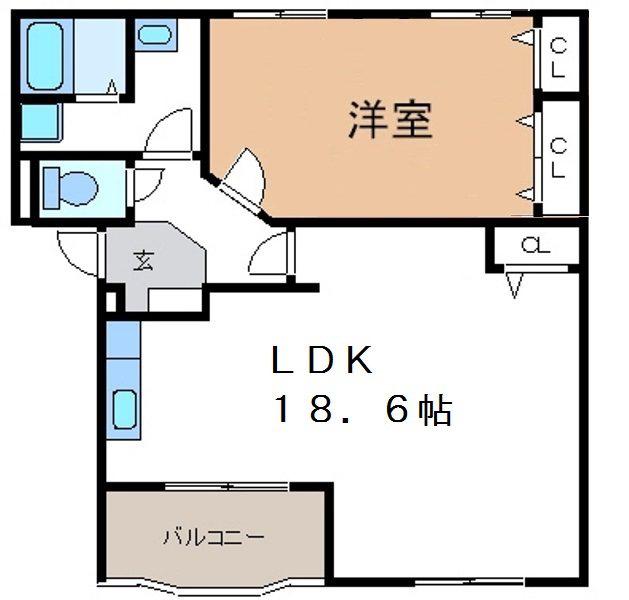 FREEDOM(1LDK/2階)の間取り写真