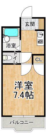 サンシャイン北別府(1K/3階)の間取り写真