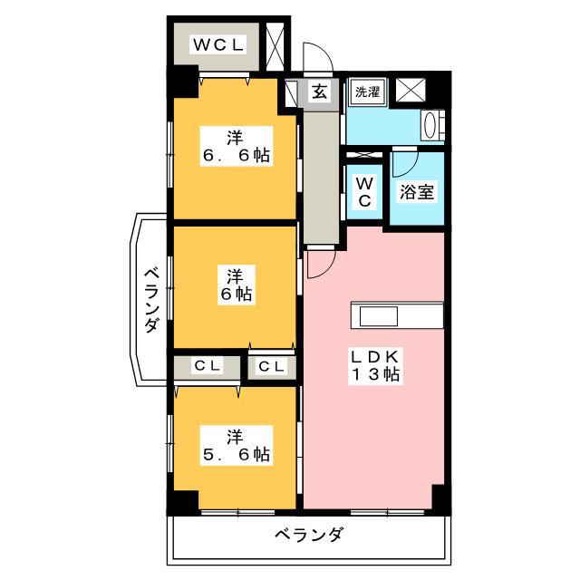オーリック(3LDK/6階)の間取り写真