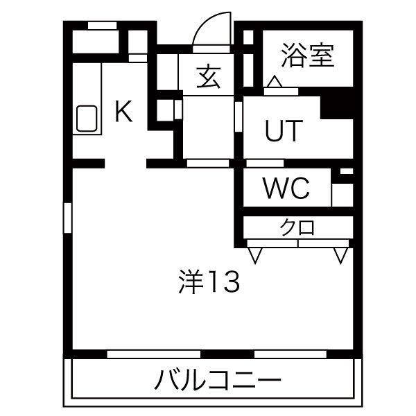 向陽町レジデンス(1K/4階)の間取り写真