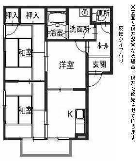 近江鉄道本線 彦根口駅 徒歩36分 2階建 築33年(3K/1階)の間取り写真