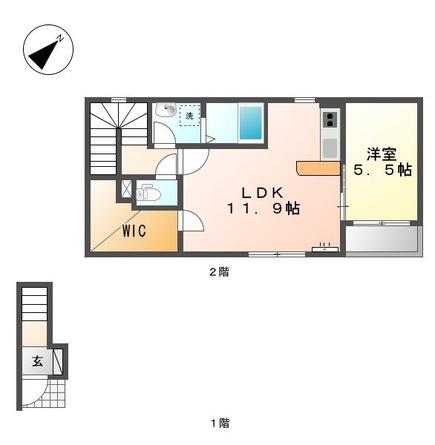 エルシオンII(1LDK/2階)の間取り写真