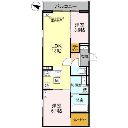 TIMELESS A(2LDK/1階)の間取り写真