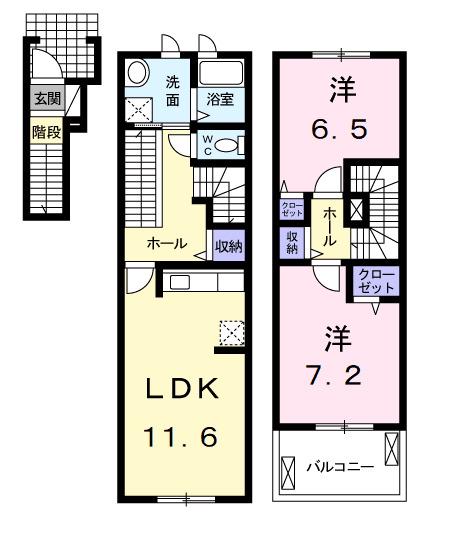 ソンレイルS(2LDK/2階)の間取り写真