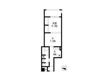 カステッロ石神井公園(1LDK/6階)の間取り写真