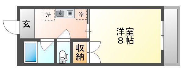 グランヴェール(1K/2階)の間取り写真