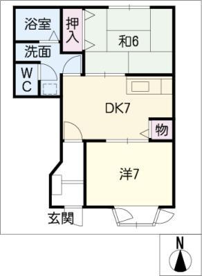 ユートピア次木(2DK/1階)の間取り写真