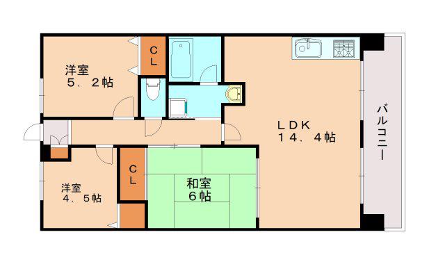 アプリーレ垂水(3LDK/3階)の間取り写真
