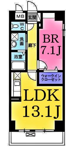 リヴィエールプラス(1LDK/8階)の間取り写真