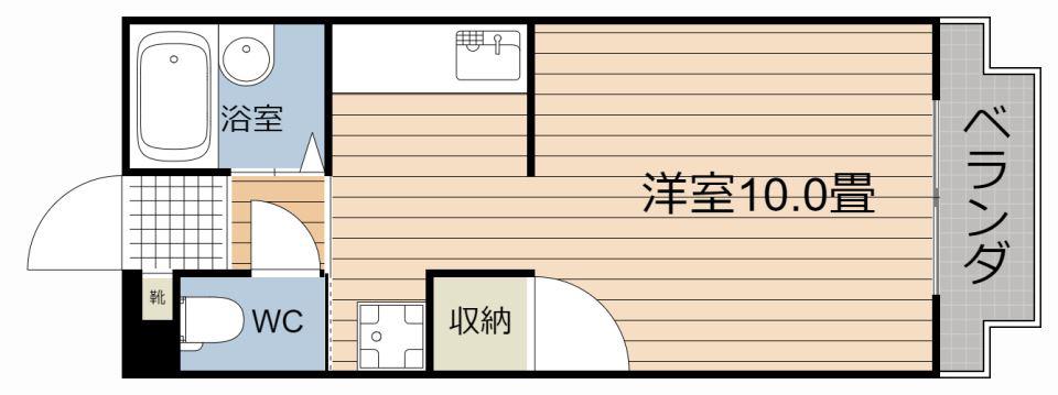 旭ビル(ワンルーム/2階)の間取り写真