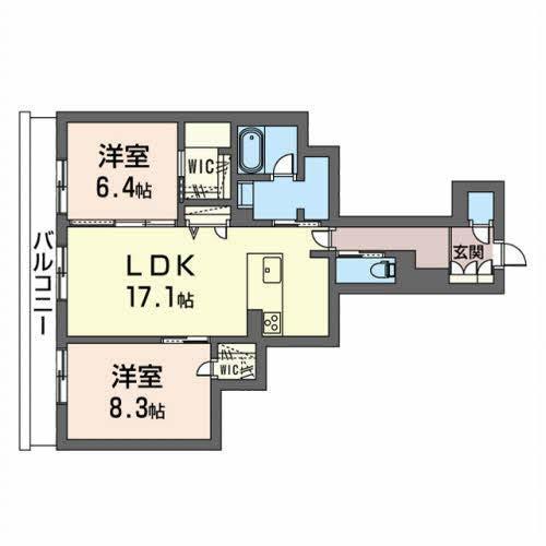 シティプラザ長者(2LDK/1階)の間取り写真