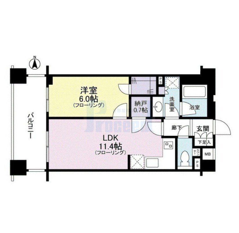 クレアホームズ新宿百人町(1LDK/5階)の間取り写真