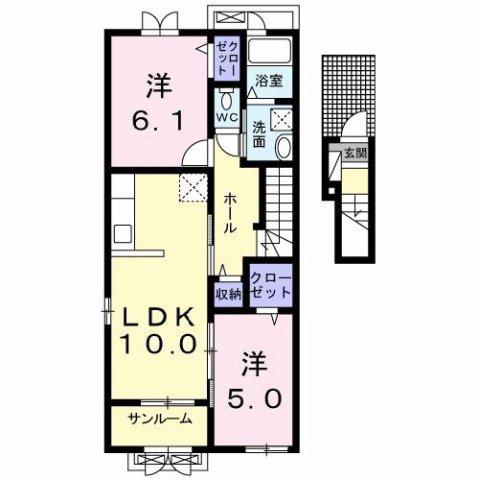 ヴィオラ(2LDK/2階)の間取り写真