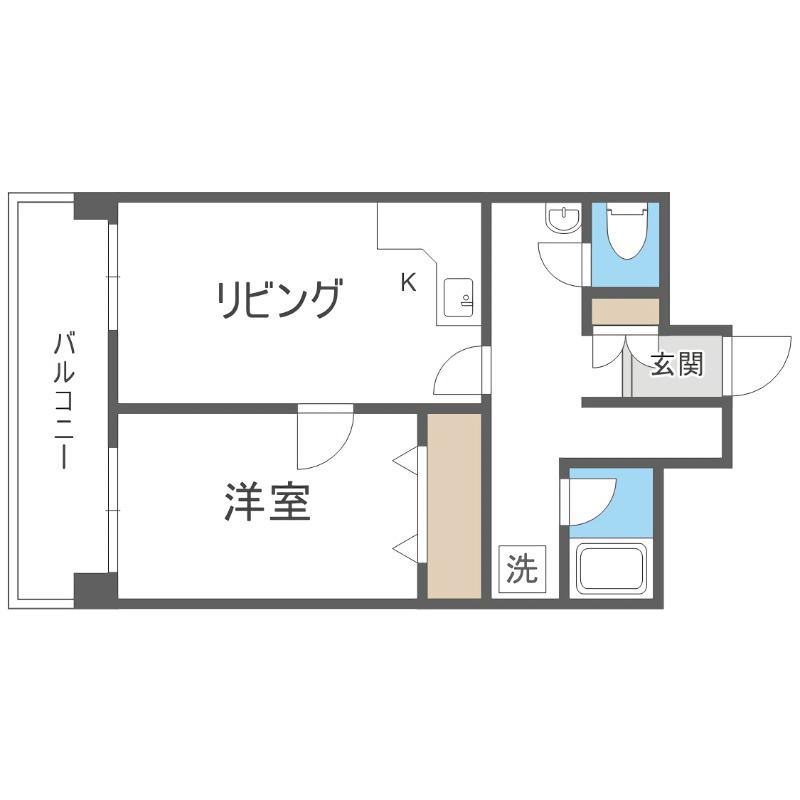 ハイツペアシティー22(1LDK/2階)の間取り写真