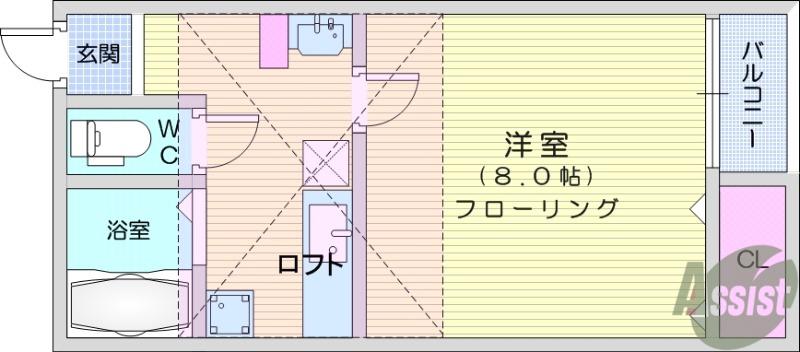 MAISONFACILE(1K/2階)の間取り写真