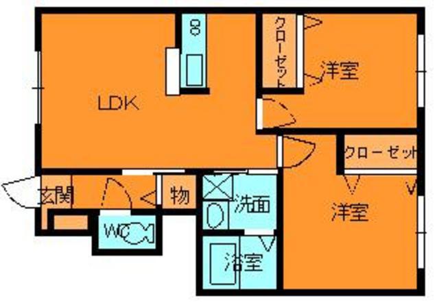 コンフォート東福寺B(2LDK/1階)の間取り写真