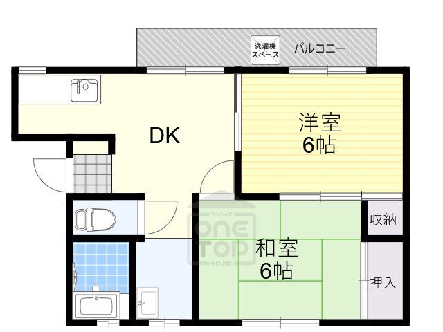 三島ハイツ(2DK/1階)の間取り写真