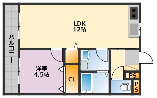 アザレアハイツ蒲池(2DK/3階)の間取り写真