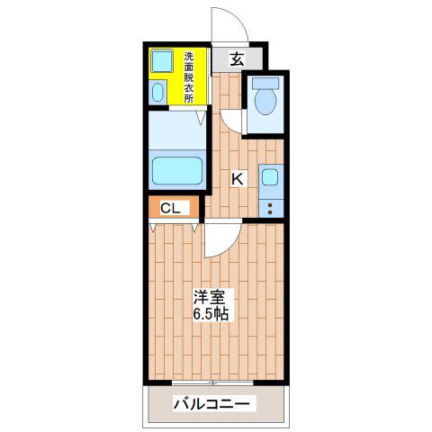 リビングライフ長瀬(1K/2階)の間取り写真