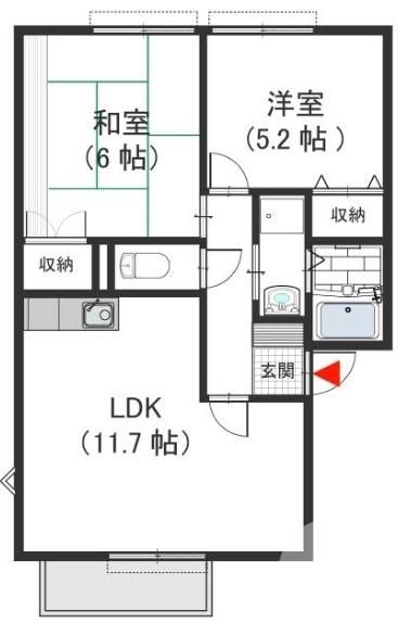 フレンドハイツ足立(2LDK/1階)の間取り写真