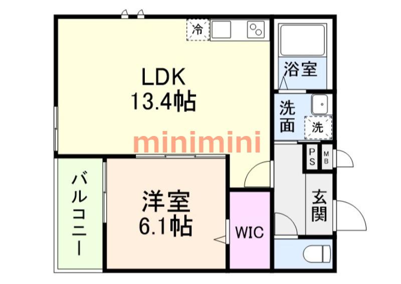 フジパレス戸伏(1LDK/1階)の間取り写真