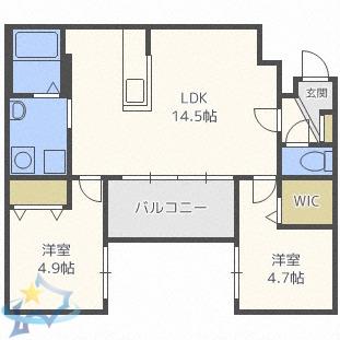 パーク琴似館(2LDK/3階)の間取り写真