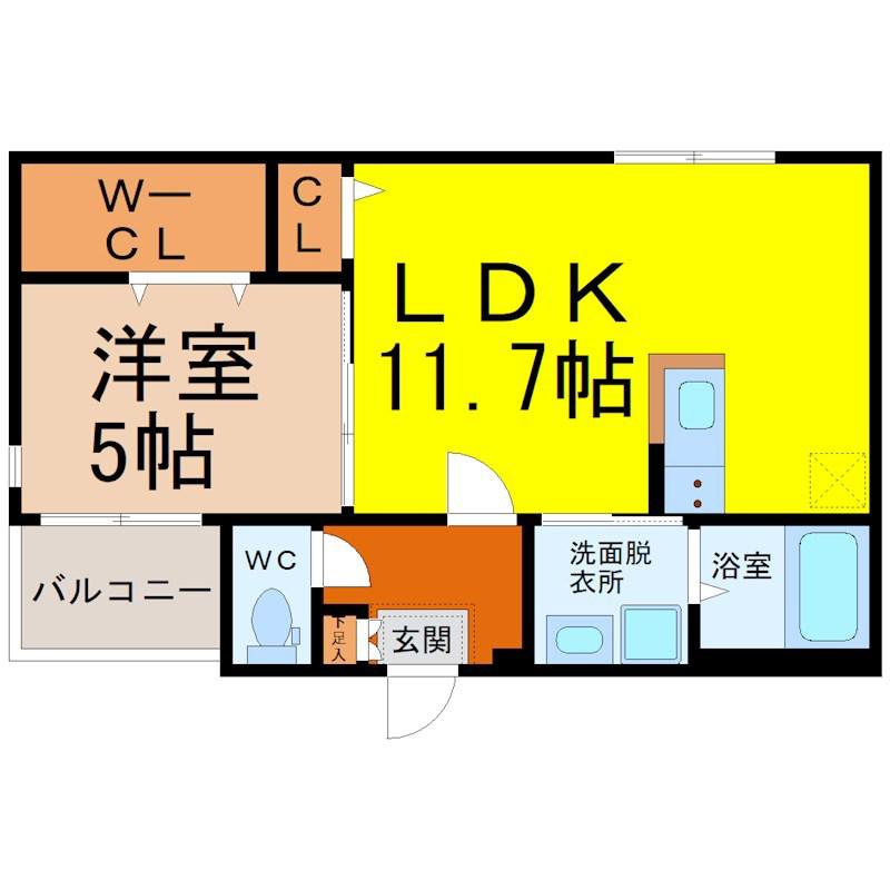 ハーモニーテラス野並XI(1LDK/1階)の間取り写真