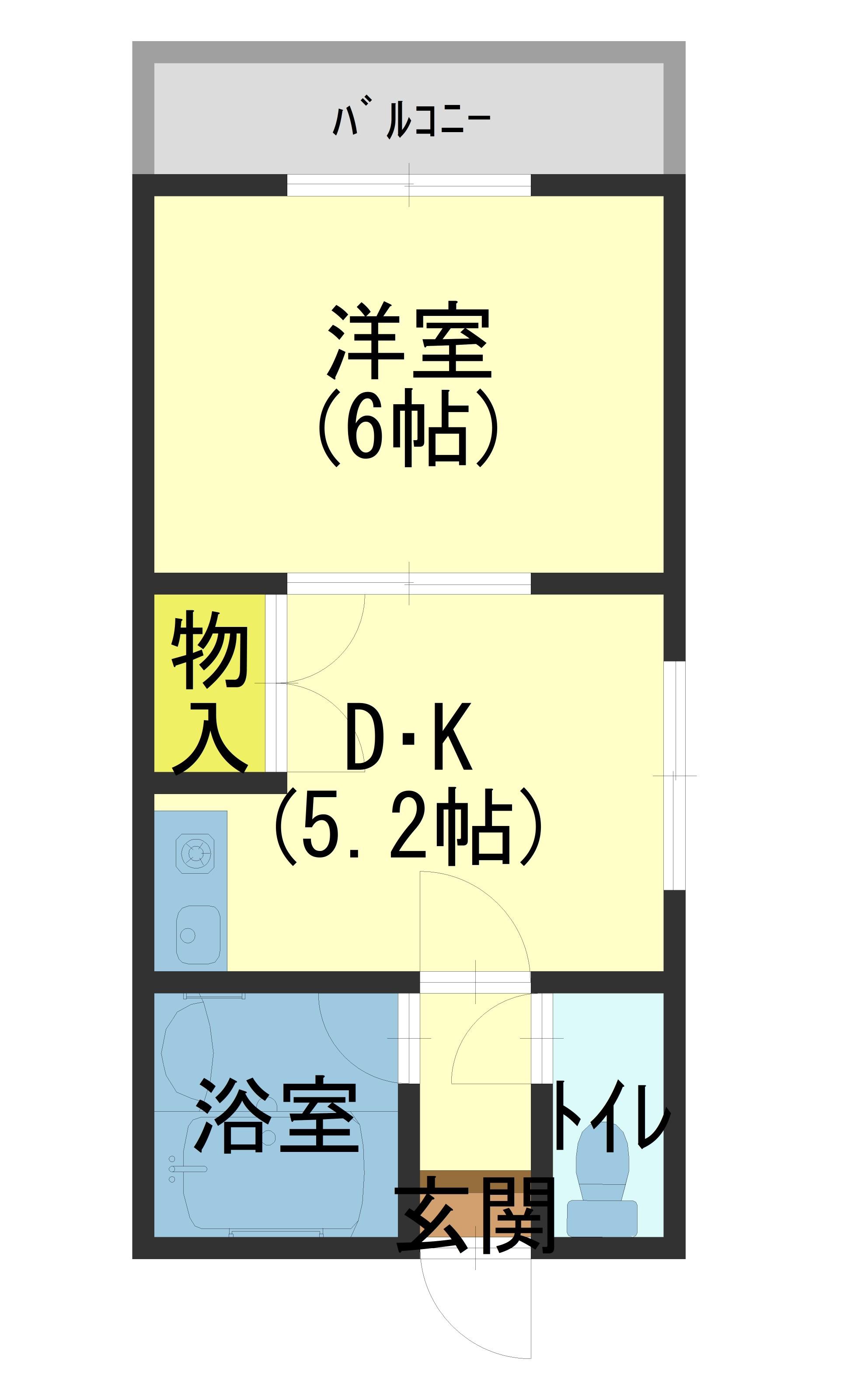 泉都ハイツ柏原(1K/3階)の間取り写真