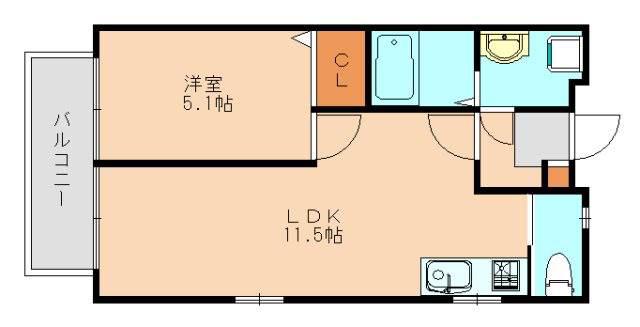 モアメゾン B(1LDK/2階)の間取り写真