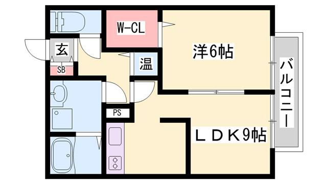 ハーモニーコート(1LDK/1階)の間取り写真