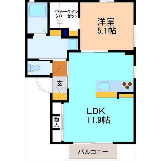 ディアスK-1(1LDK/1階)の間取り写真