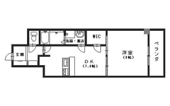 ハイネ中筋21(1DK/5階)の間取り写真