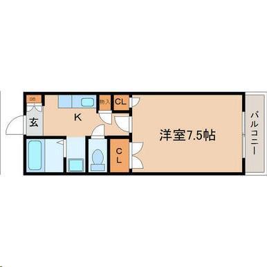 ベルメゾンMIYAZAKI(1K/2階)の間取り写真