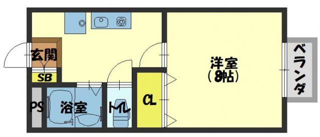イーストインII(1K/2階)の間取り写真