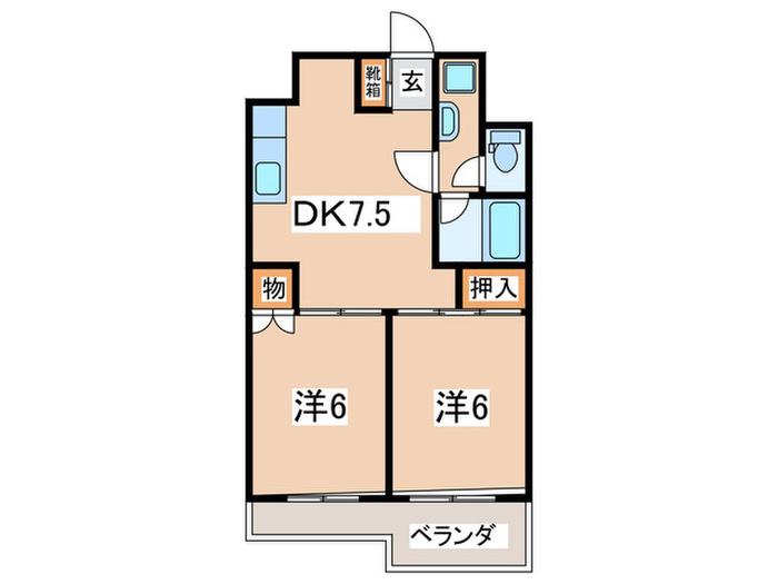 エクセルハイムVI(2DK/2階)の間取り写真