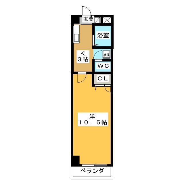 POPOLARE(1K/4階)の間取り写真