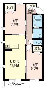 ルーチェ(2LDK/1階)の間取り写真
