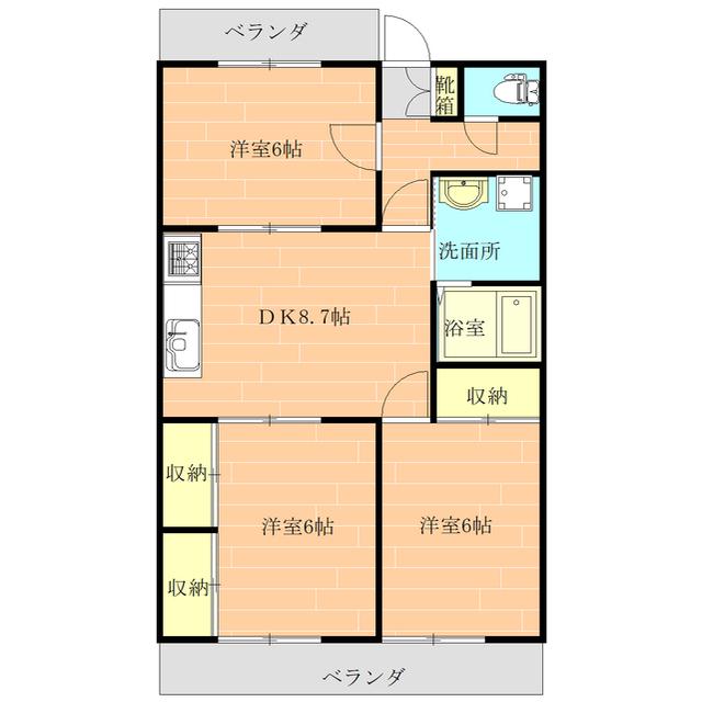 アペックスライフ千場壱番館(3LDK/2階)の間取り写真