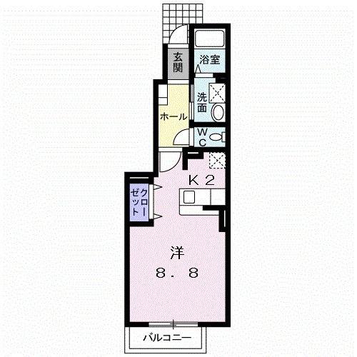 VILLA 桜 II(ワンルーム/1階)の間取り写真