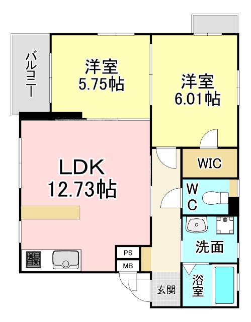 ヴィアンジュ小倉イースト(2LDK/3階)の間取り写真