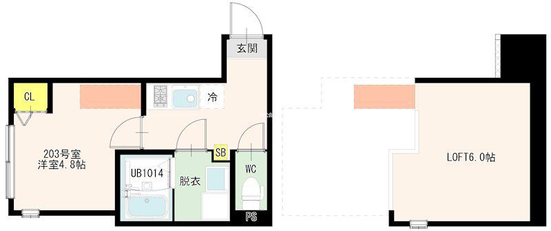 青井四丁目(1K/2階)の間取り写真
