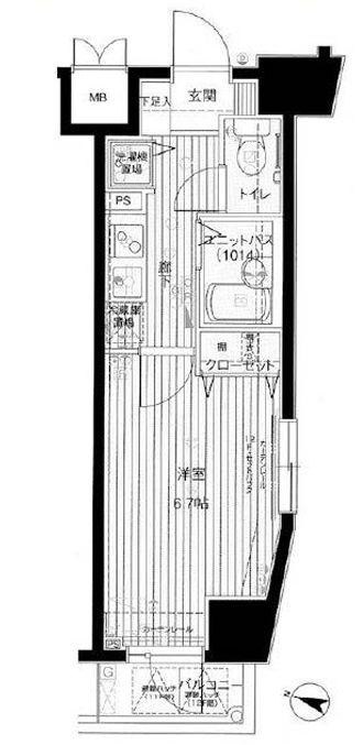 メインステージ西麻布II 901(1K/9階)の間取り写真