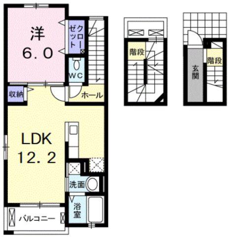 ラルーチェⅡ(1LDK/3階)の間取り写真
