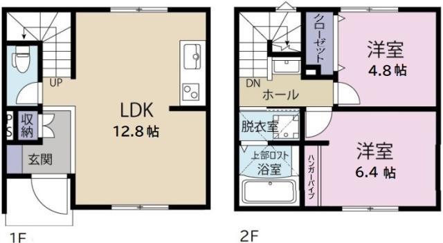SQUARE TOWN A棟(2LDK/1階)の間取り写真